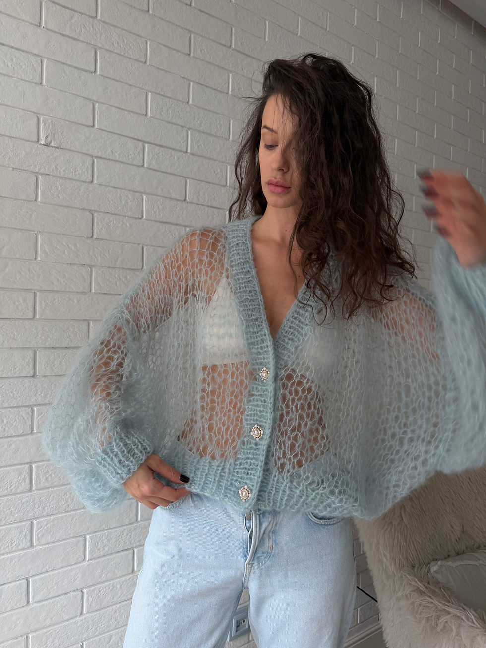 Прев'ю: Cardigan  "INHALE " light blue 