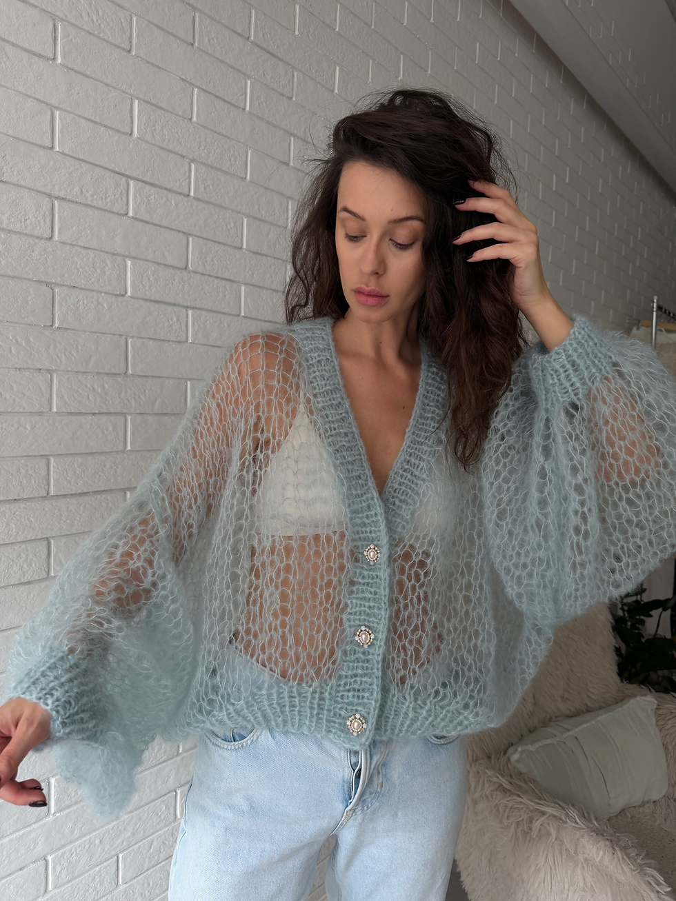 Прев'ю: Cardigan  "INHALE " light blue 