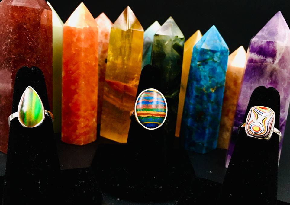 Colorful Gemstones Crystals & Jewelry at Crow's Curiosities, Port Orchard WA