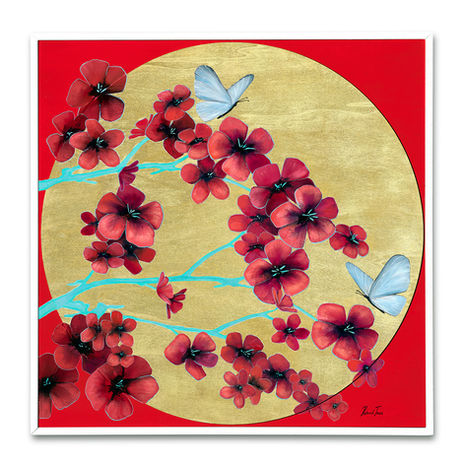 Red Blossom on Gold