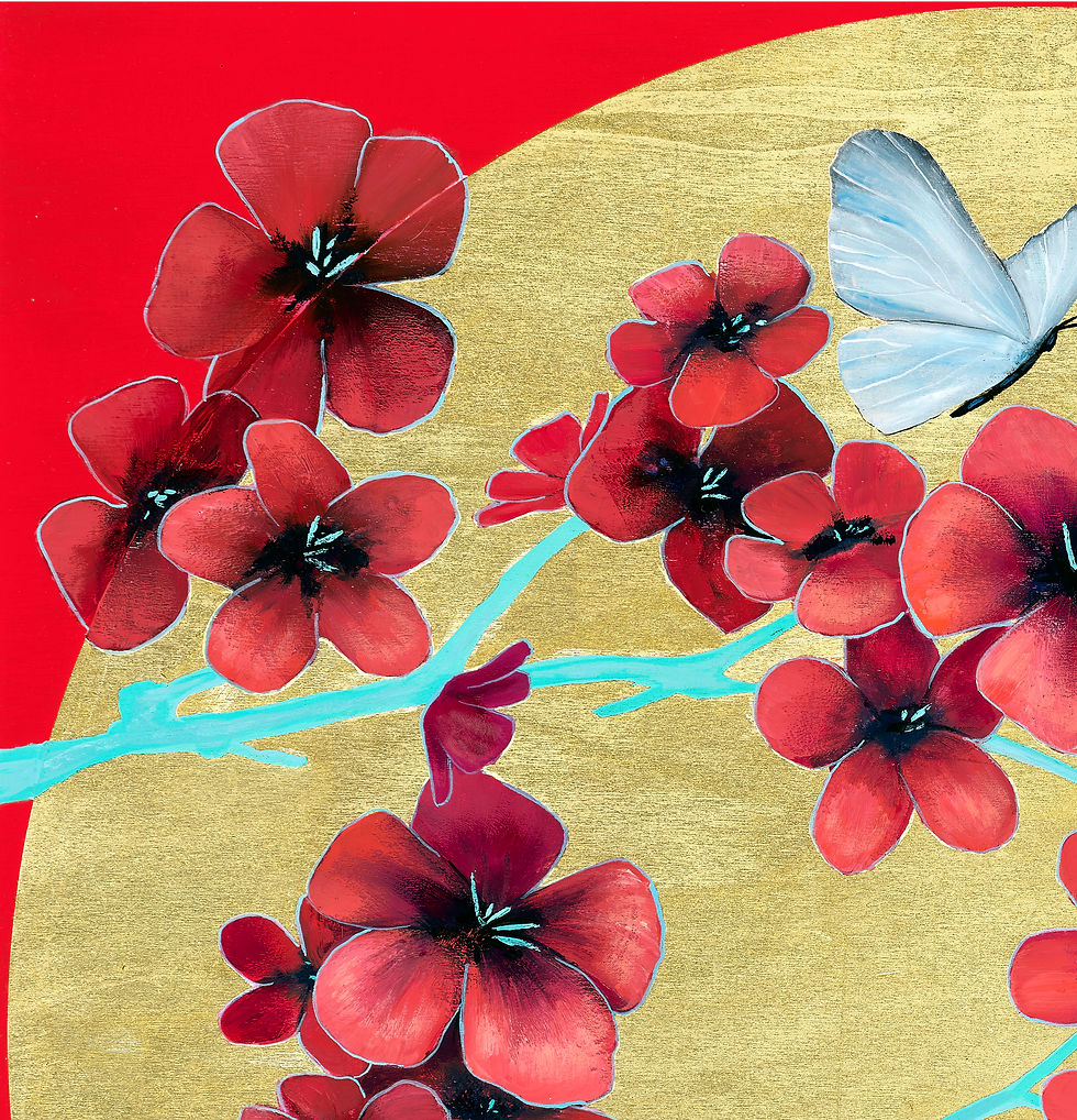 Thumbnail: Red Blossom on Gold