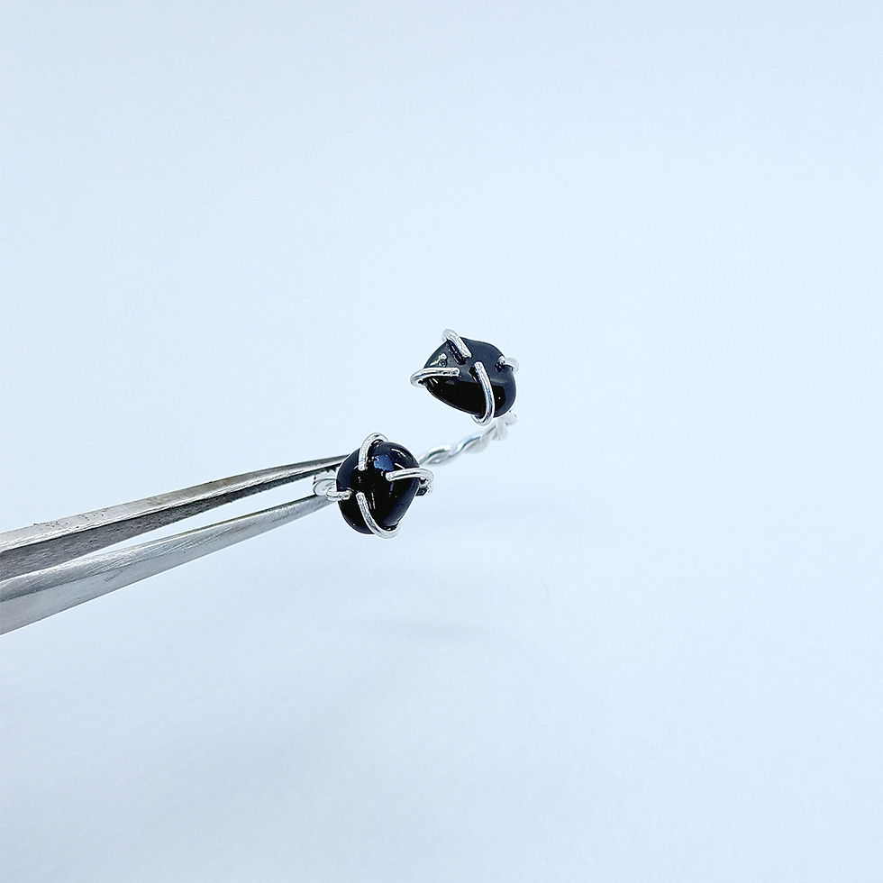 Anillo doble piedra en bruto