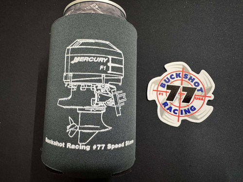 F1 “Koozie” Can Cooler, 12oz of Mercury Racing | Buckshot Racing #77