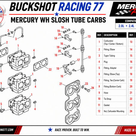 Mercury WH Slosh Tube Carburetors | 2.0L, 2.4L & 2.5L V6 Carb Parts, Rebuild Kits & Race Set