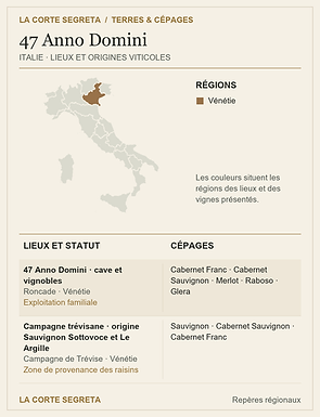 Plan des lieux viticoles et des cépages : 47 Anno Domini : une route romaine et un regard contemporain