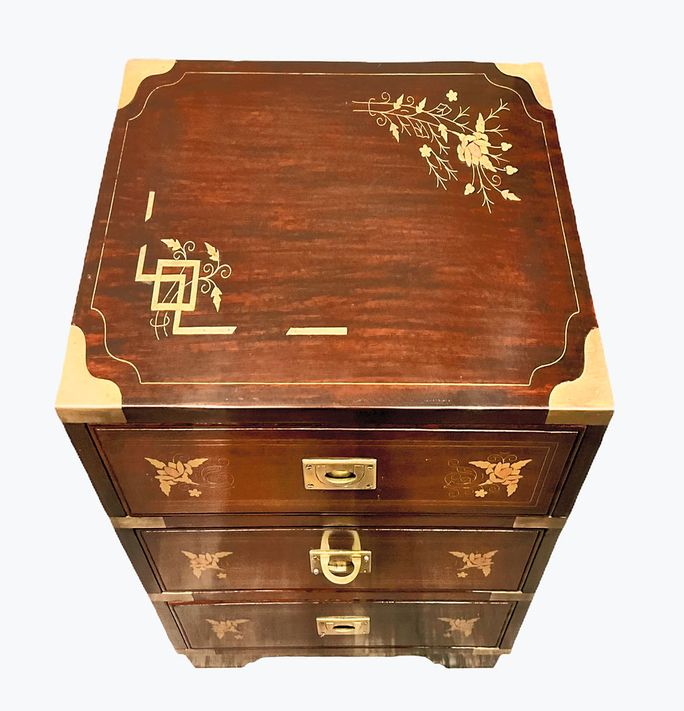 Thumbnail: Exquisite Anglo-Indian Rosewood With Decorative Brass & Copper Inlaid Chest