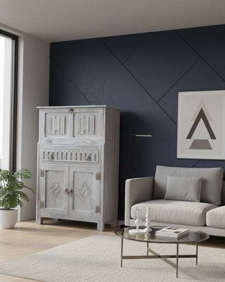 Jacobean oak bureau: limewashed for a Scandi-rustic aesthetic.