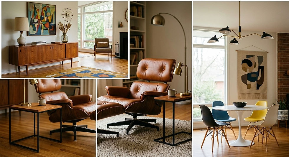 The geometry of repose: A masterclass in authentic mid-century design, where the warmth of a teak sideboard grounds a space of light and intention.