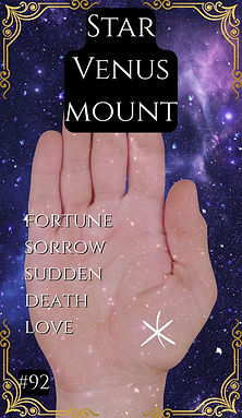 "Hand showing star on Venus mount against starry purple backdrop"