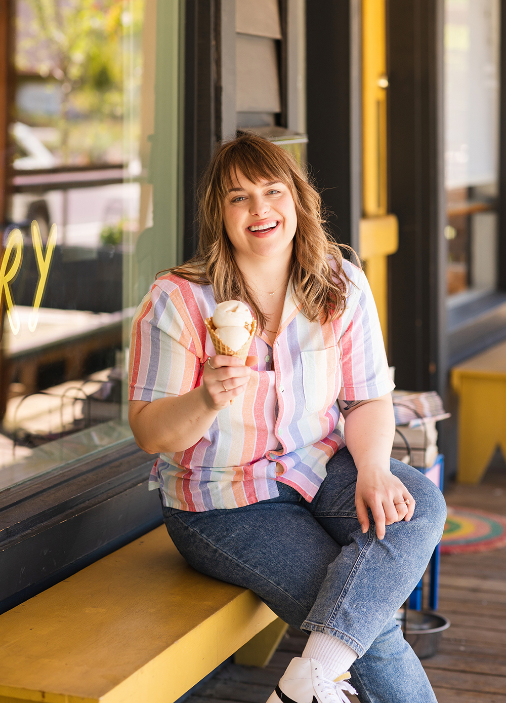 Woman holding ice cream cone