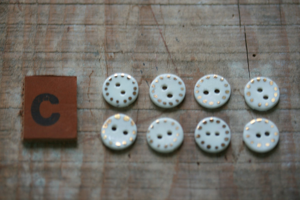 Miniature : Lot de 8 boutons en porcelaine RIKIKIS OR