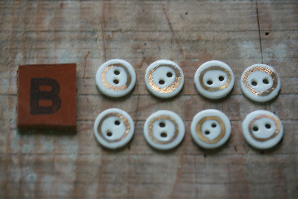 Miniature : Lot de 8 boutons en porcelaine RIKIKIS OR