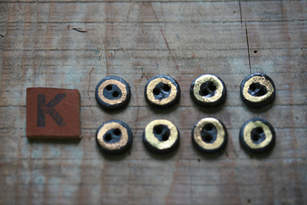 Miniature : Lot de 8 boutons en porcelaine RIKIKIS OR