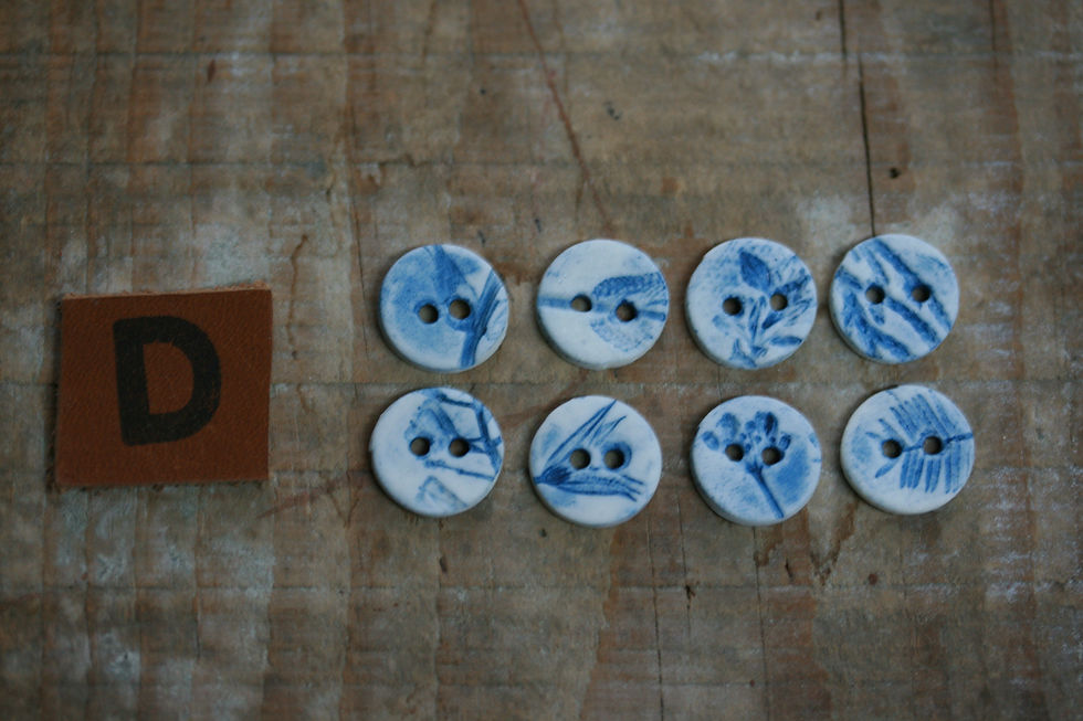 Miniature : Boutons en porcelaine herbier INDIGO