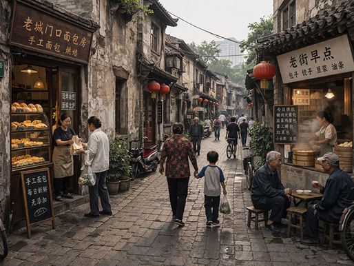 A historic district feels alive when everyday routines still shape its streets, shops, and social life