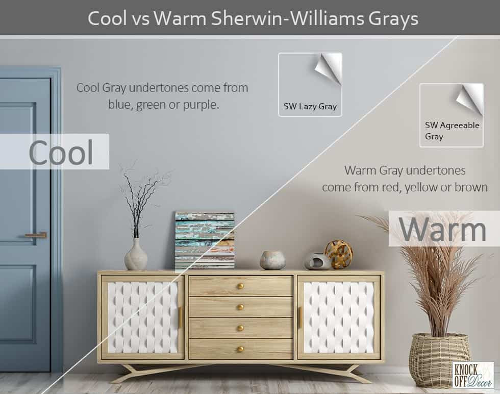 Whilst several colours distinctly fall into one of the two categories, not all hues do! For example, neutral colours can’t directly be classed as warm or cool — you’ll need to understand their undertones first. Some neutrals have ‘blue tones’ and are classified as cool colours. Alternatively, some may have pink or yellow tones, and would be called warm colours. You may not be able to tell the difference in individual colours, but when you look at, say, a set of different grays, you’ll be able to tell the undertones apart.