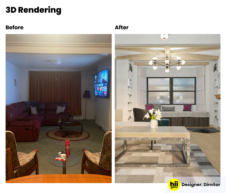 Before: Old decor, not reflective of new homeowner's style

After:  Totally revamped based on new homeowner's style preferences