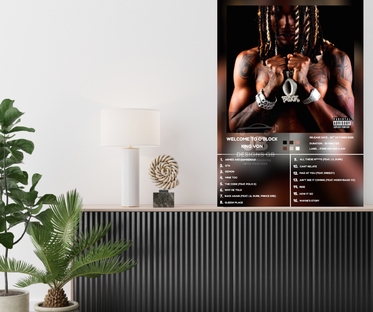 Welcome to O’Block – King Von Album Cover Art Print: Hip Hop Music Poster