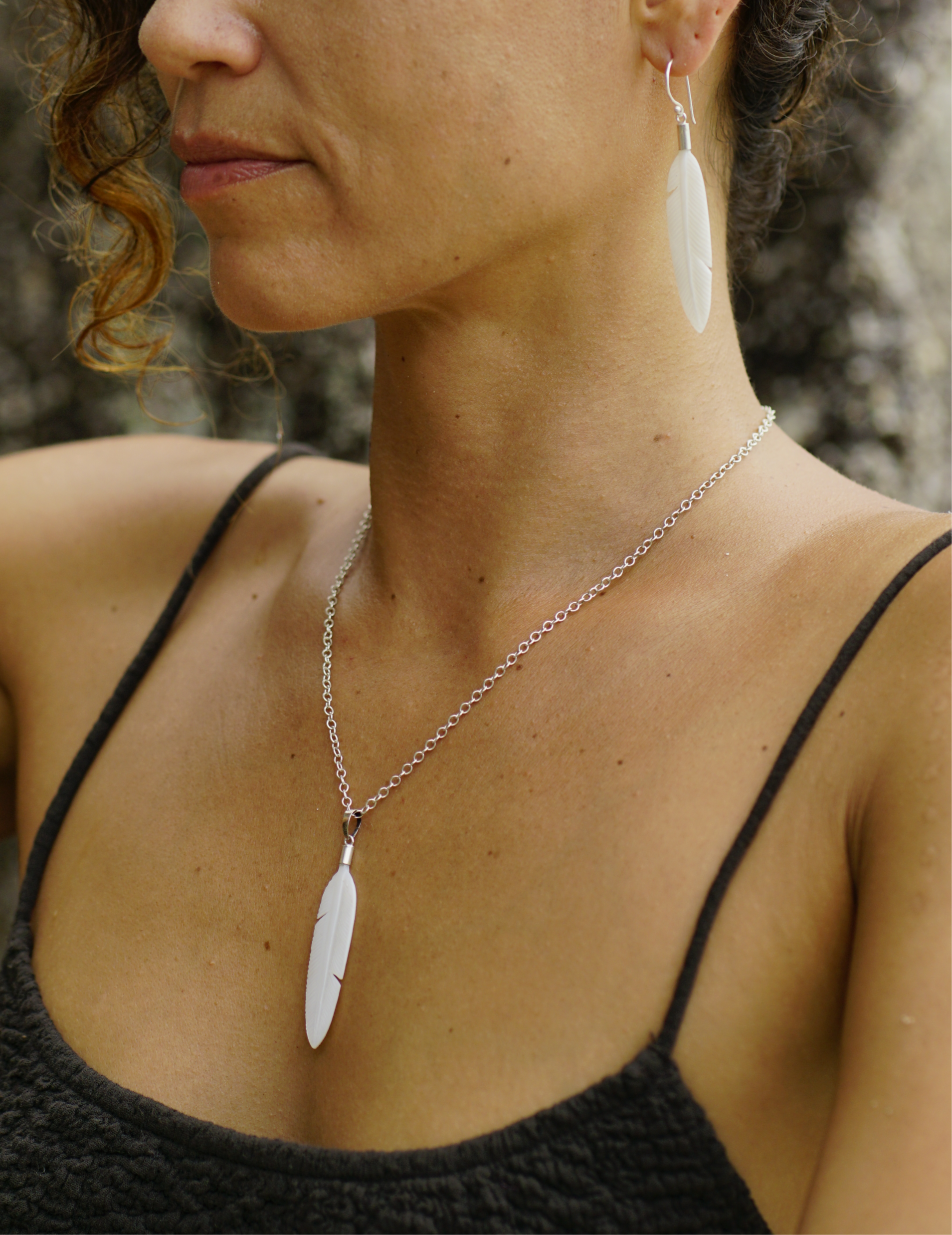 Big Mother of Pearl Feather Set