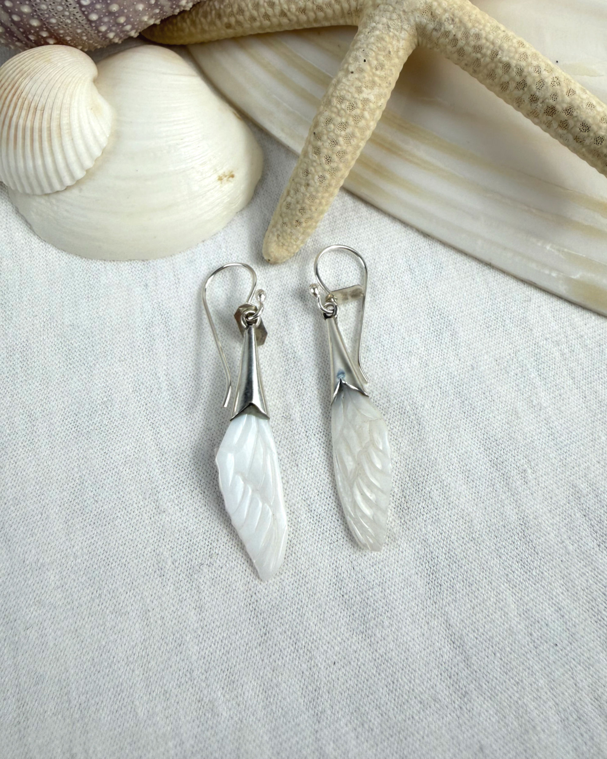 Small Dragonfly Wing Earrings Mother of Pearl