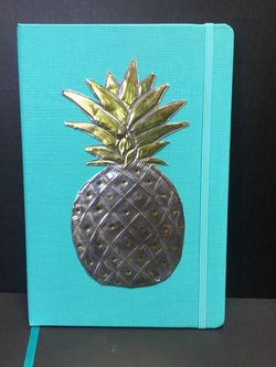 Pineapple - Pewter and Ink on Aqua Journal