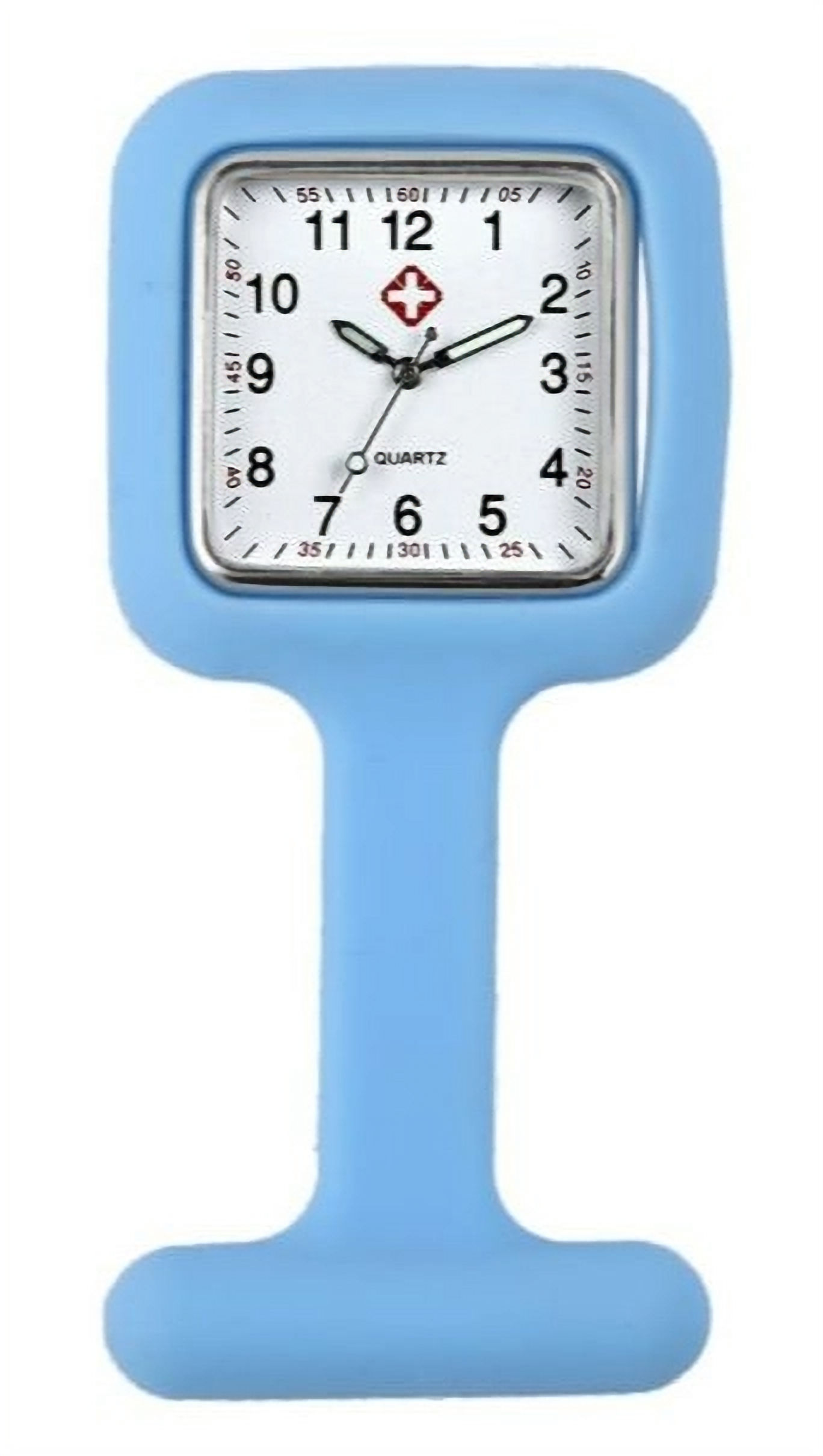 Schwesternuhr Quadratisch aus Silikon Hellblau