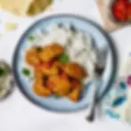 Rice with Patak's Extra Hot Spice Paste Chicken Curry on the Table