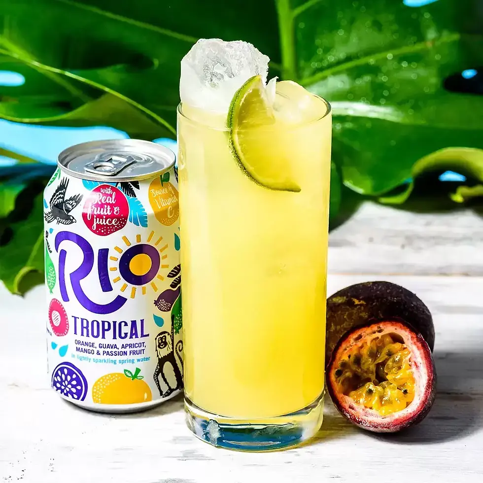 Thumbnail: Rio Tropical x 330ml Can with Rio Tropical Filled Glass on the Table