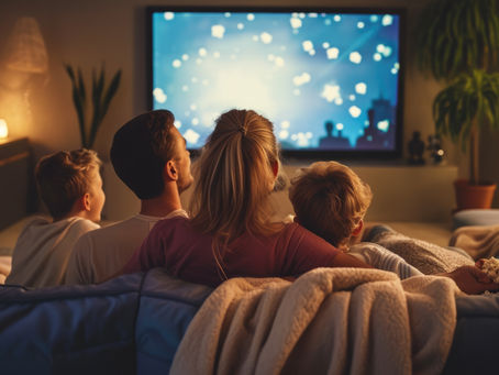 Family watching TV