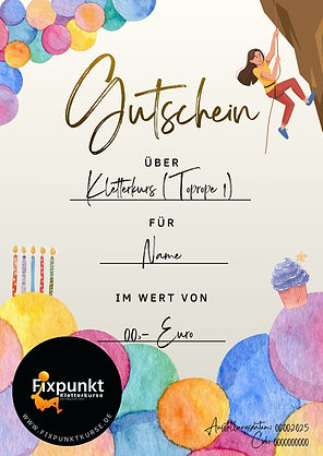 Mustergutschein im bunten Party-Design