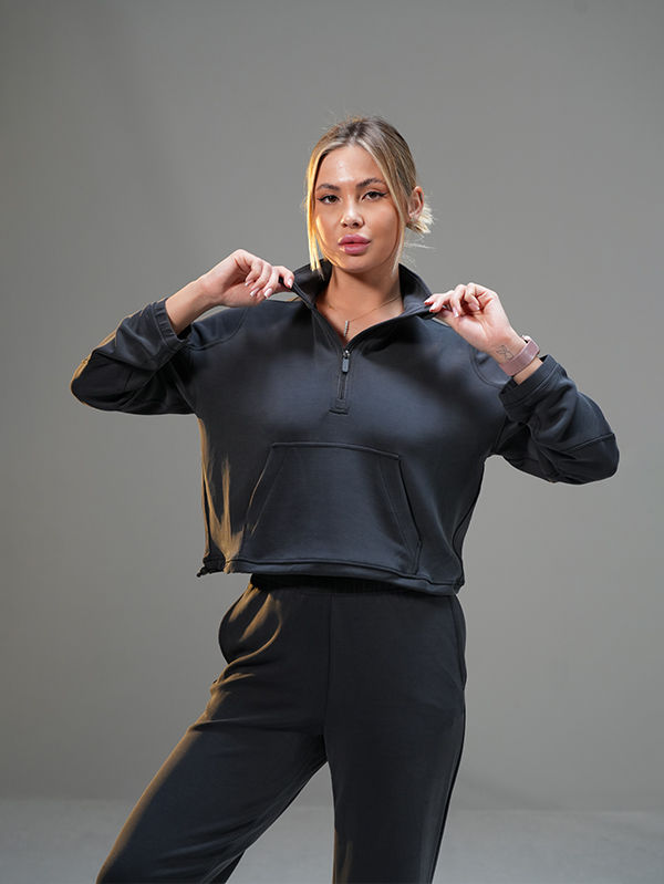 Thumbnail: Cropped Half-Zip Hoodie