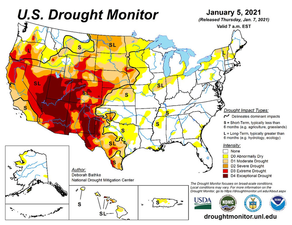 USDA Worksheet and 2021 Drought Outlook