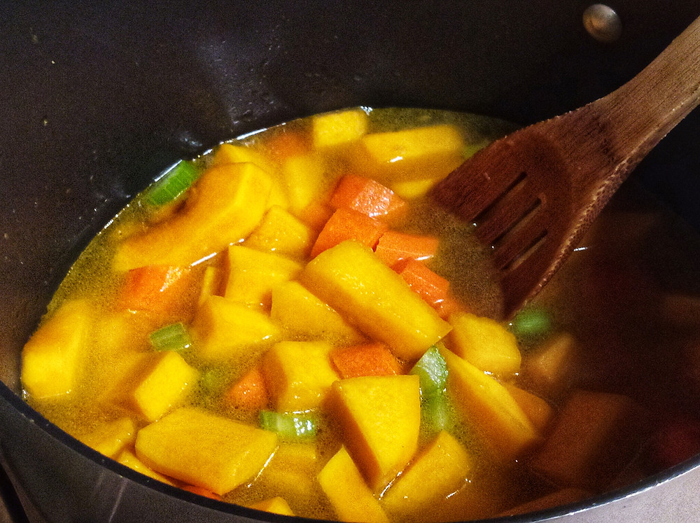 Simmer the pumpkin soup for around 30 minutes