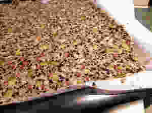 Spread the seed mix onto a baking tray