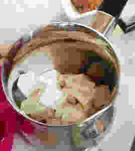 Chopped melt and pour soap in a pot