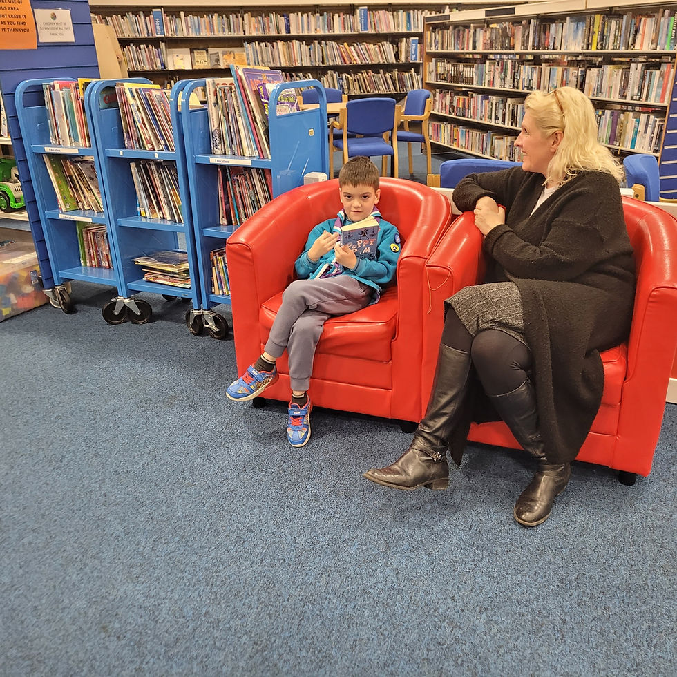 Anthony chills in the library