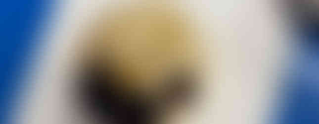 A rice cake sits atop a paper towel on the table. On top of the rice cake are banana slices as eyes and grapes forming a smile