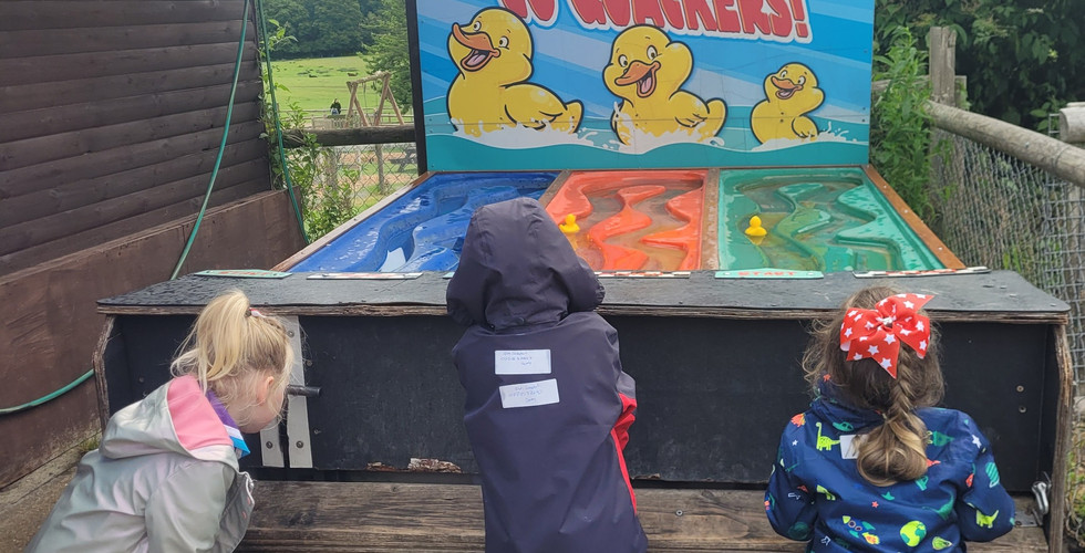 Three Squirrel Scouts play a duck themed maze game