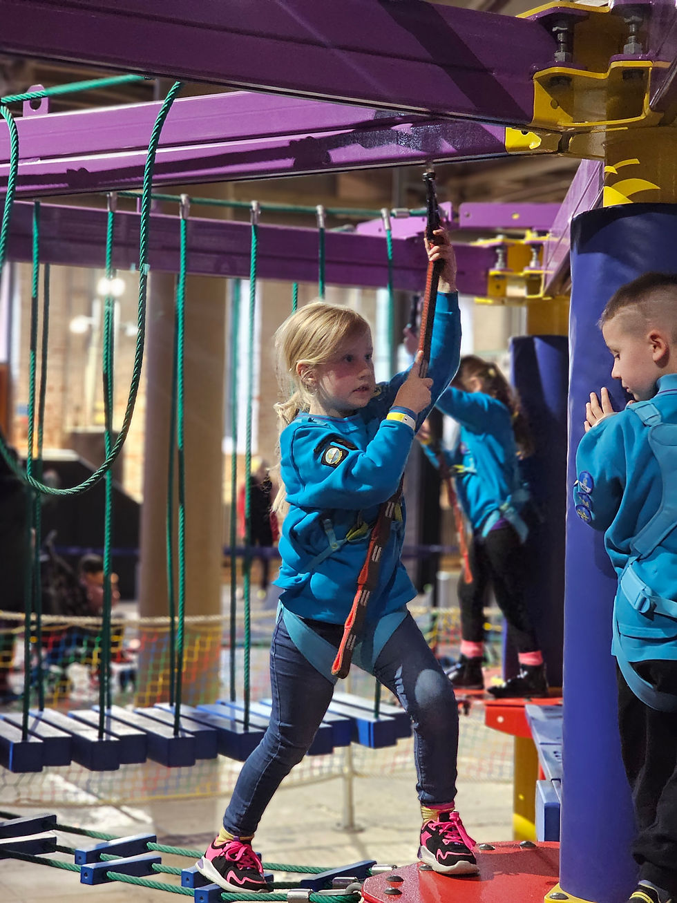 Having a go on the low obstacle course in Portsmouth Historic Dockyard