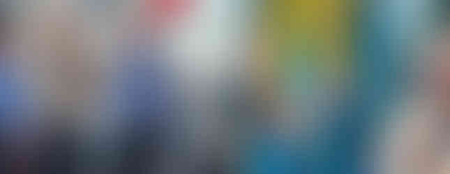 A Beaver Scouts holding her group's Beaver section flag, stands with other flag bearers, including the parade colour party to her right