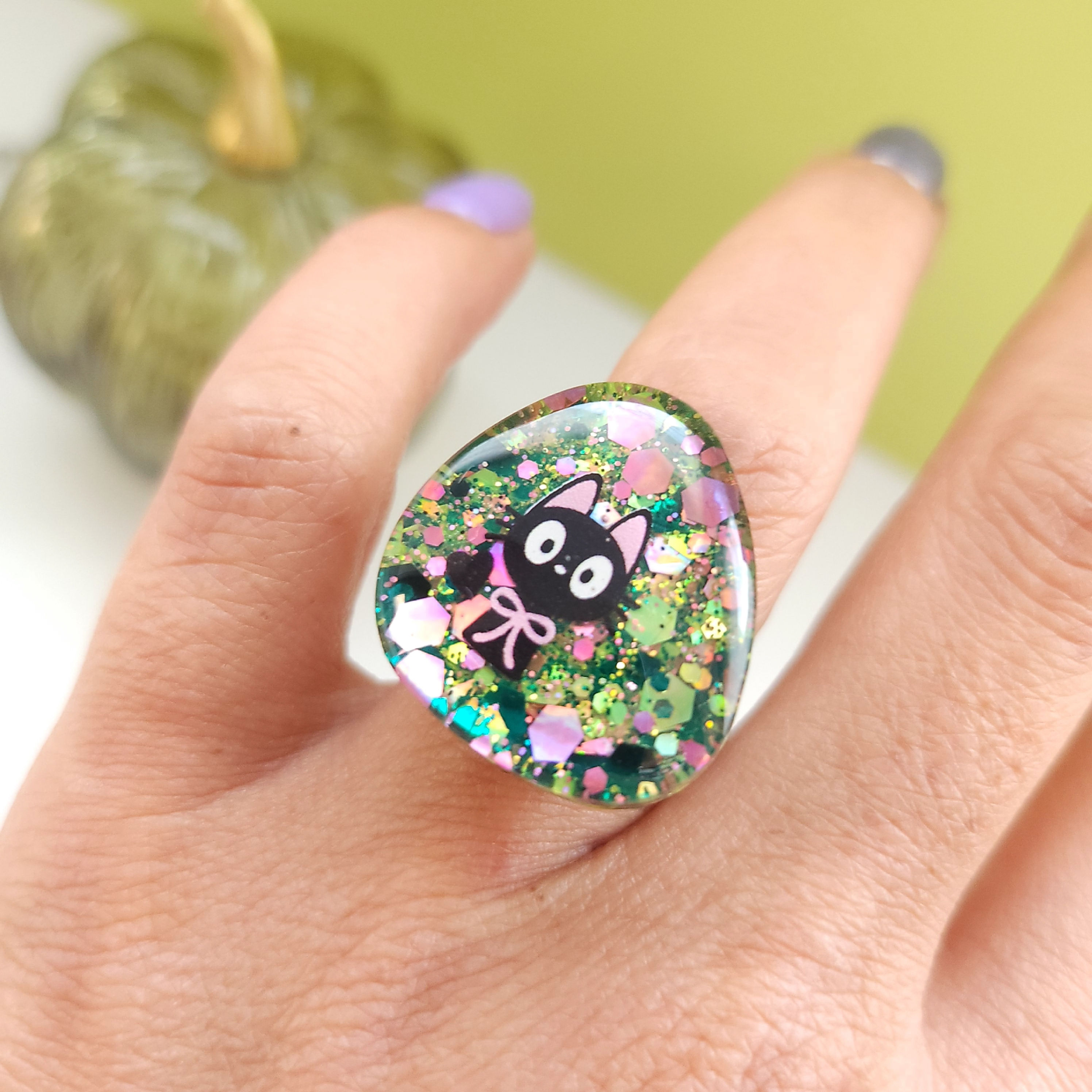 Onyx - Bague petit GALET résine