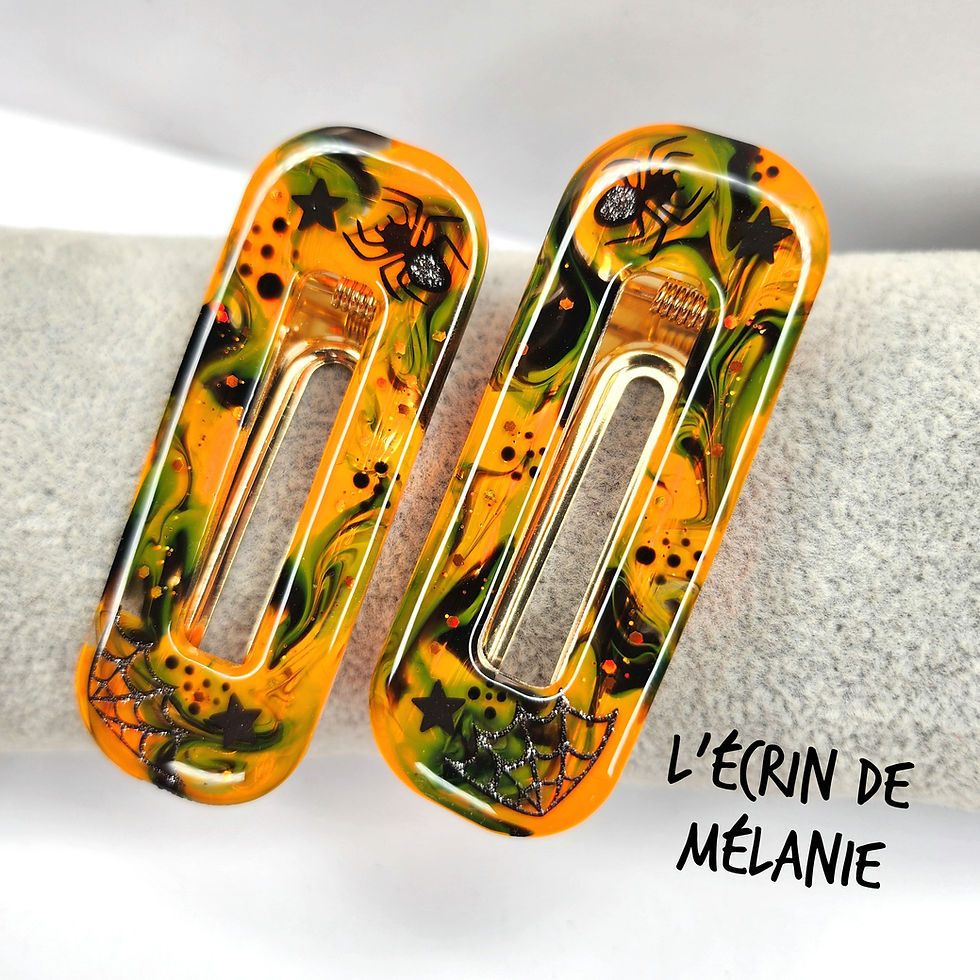 Miniature : Spiders - DUO BARRETTES Résine
