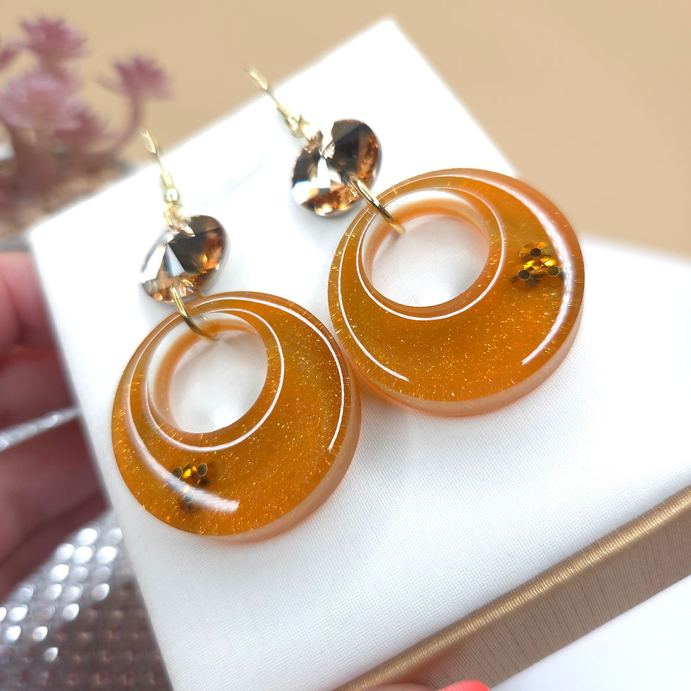 Miniature : Caramel - Boucles d'oreille Créoles en résine  