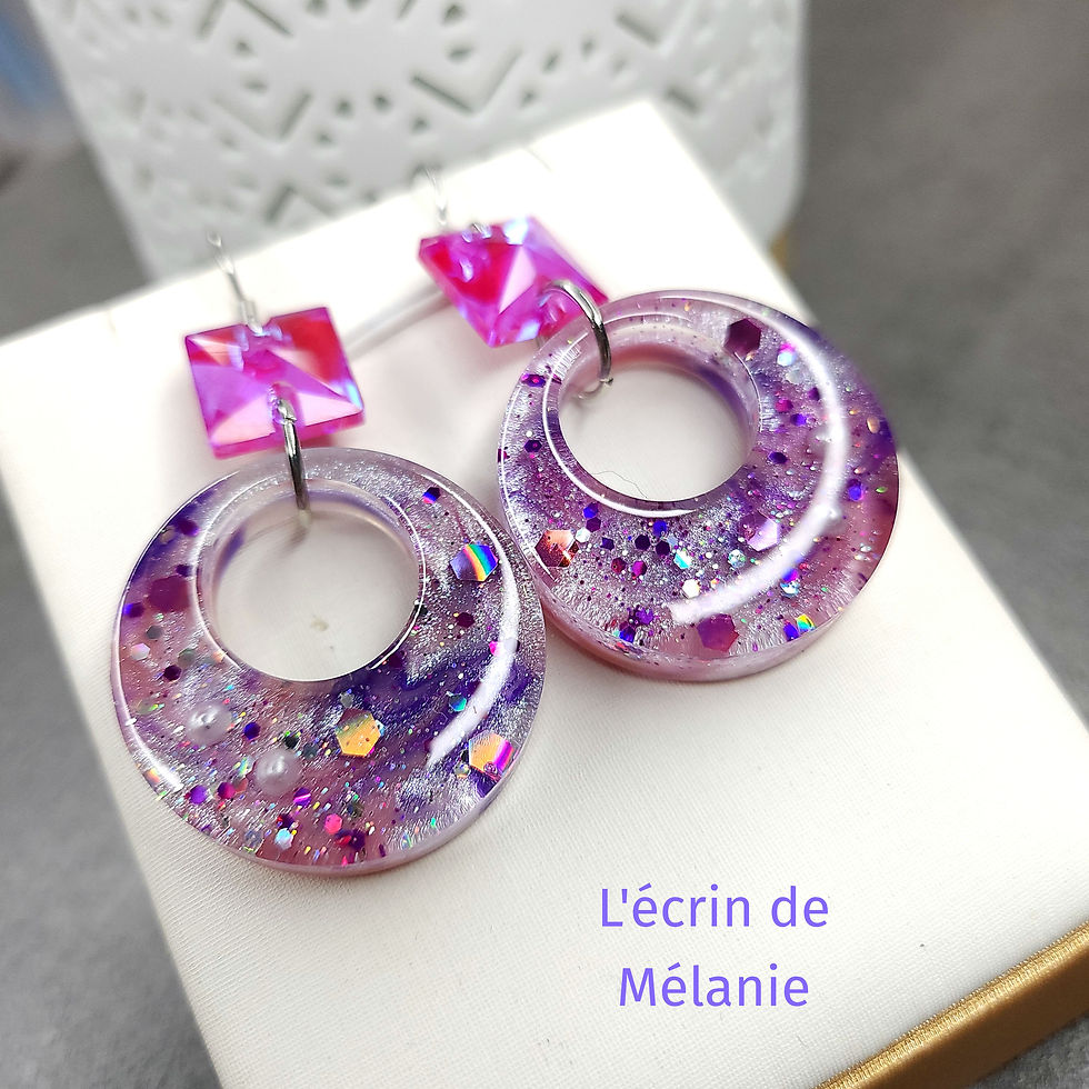 Boucles d'Oreilles en Résine | , les bijoux de Mélanie Boucles d'Oreilles en Résine | , les bijoux de Mélanie