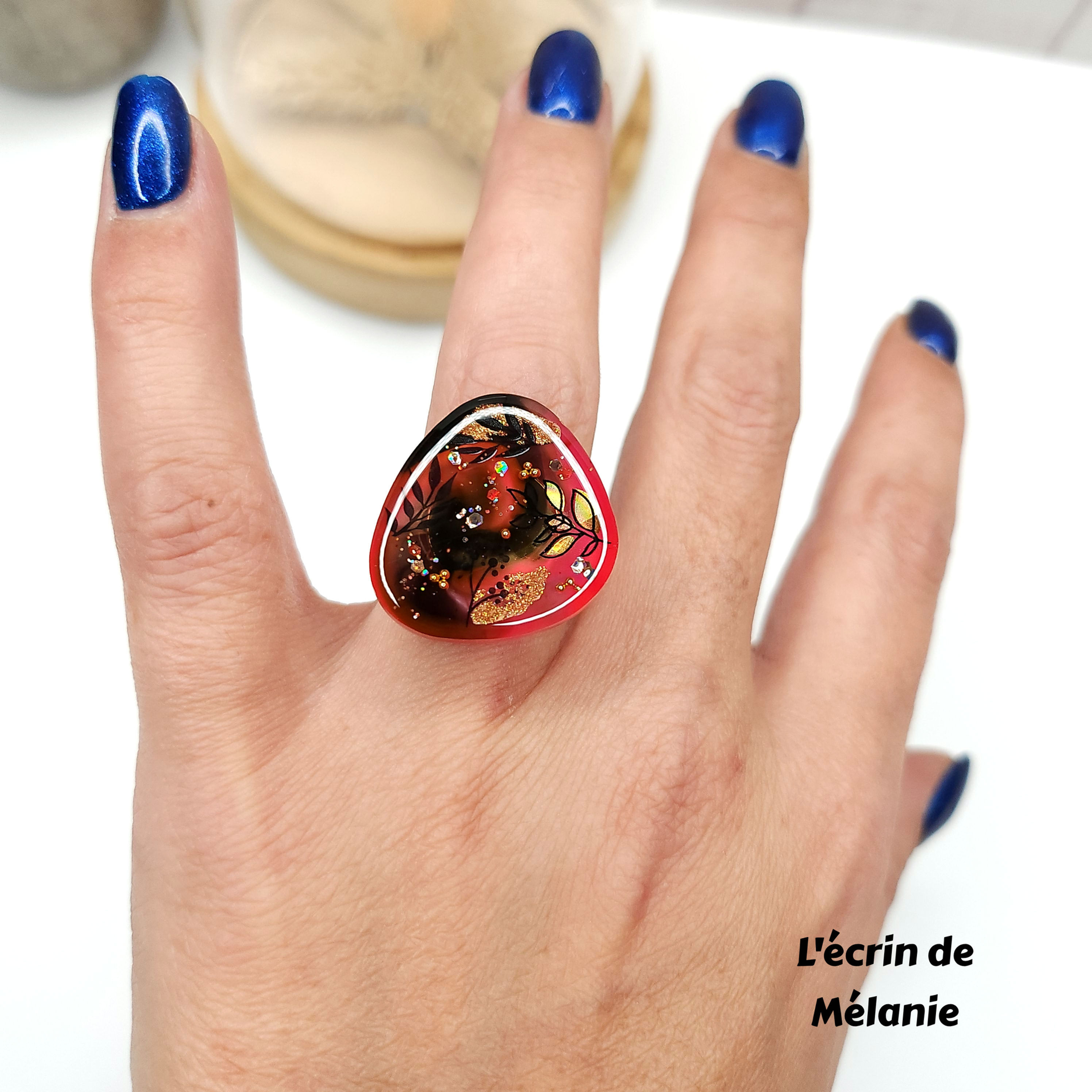 Sherazade - Bague petit GALET résine