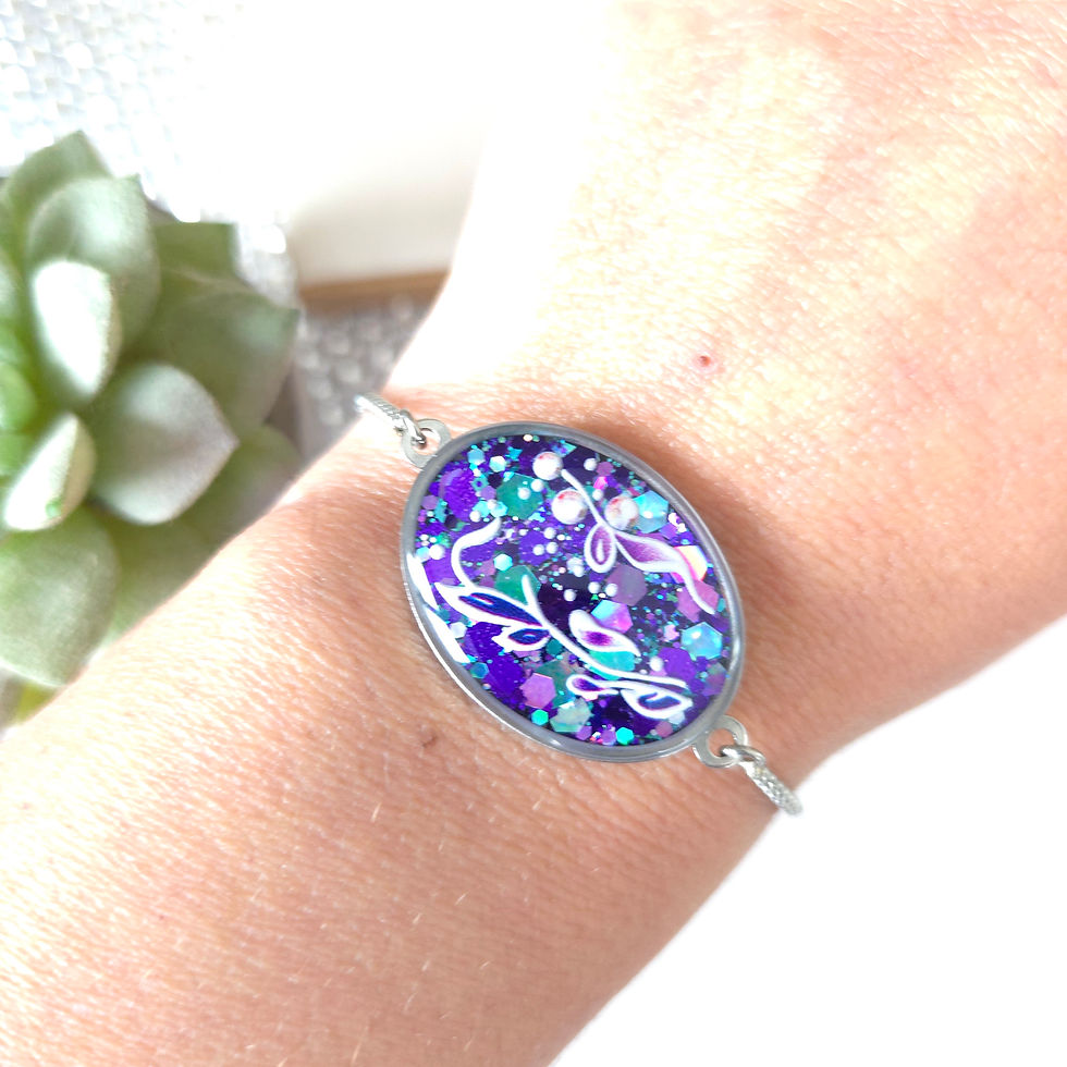 Miniature : Sophia - Bracelet Ovale en acier et résine 