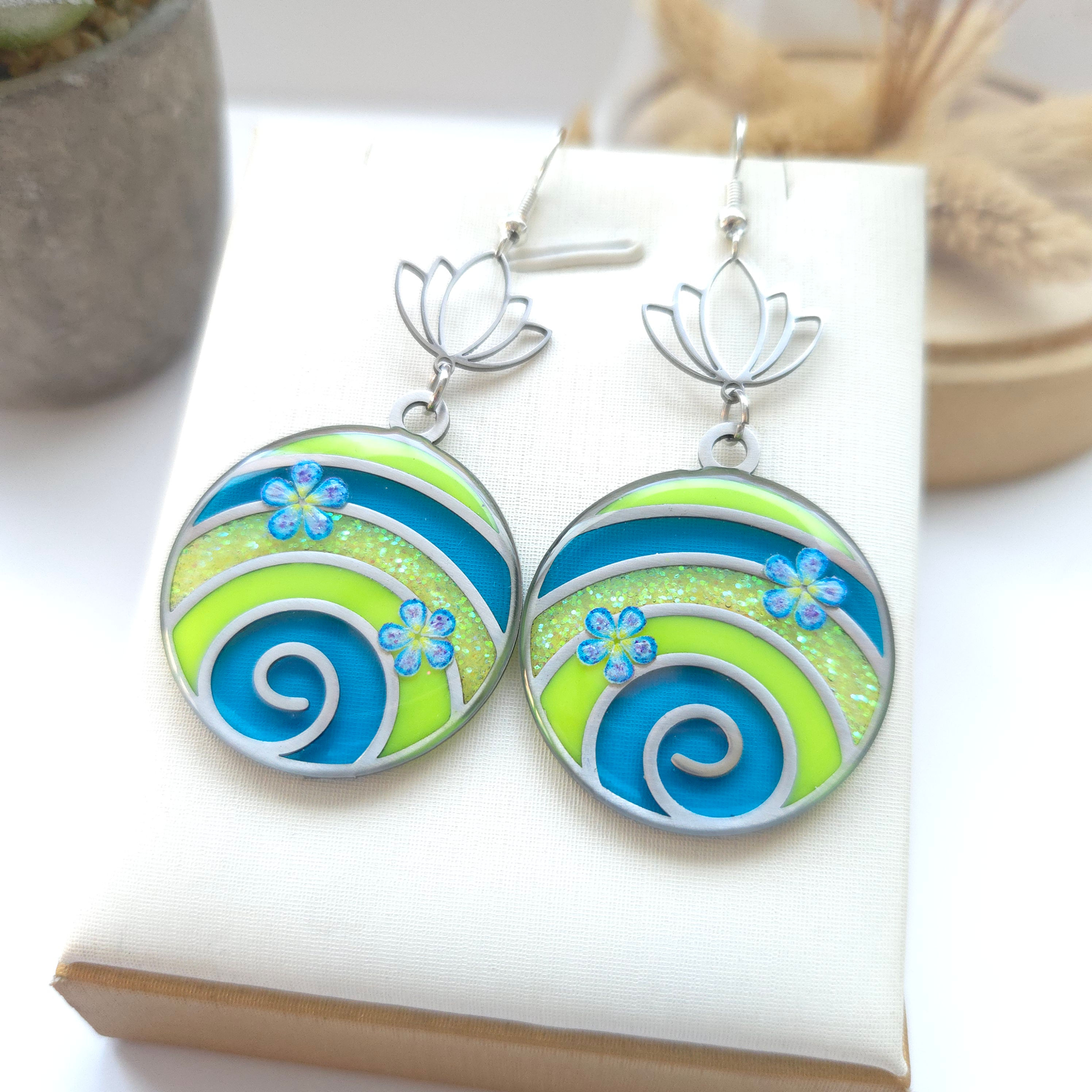 Samba - Boucles d'oreille acier et résine