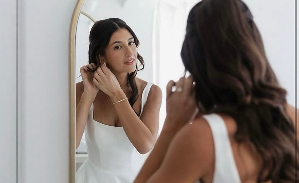 bridal half-up hairstyle with volume