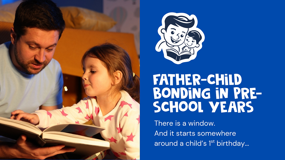 photo of a father and child reading a book