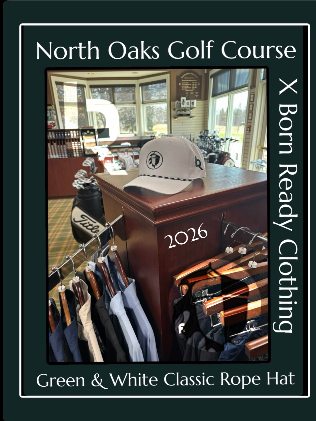 White and Green North Oaks Golf Course X BR Rope Hat
